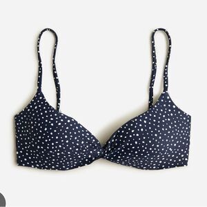 J Crew Women’s Twist Strap Bikini Top in Dot Navy Blue & White Size XXL
